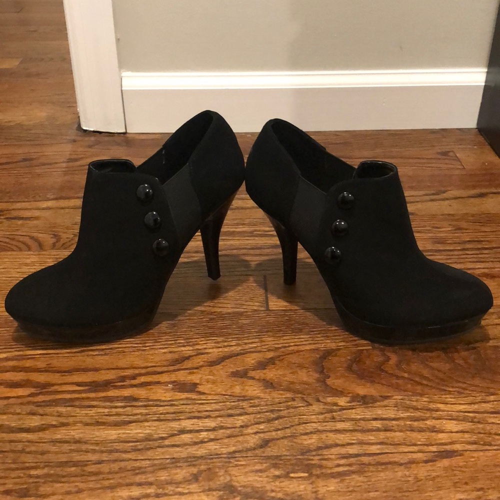 Black suede booties